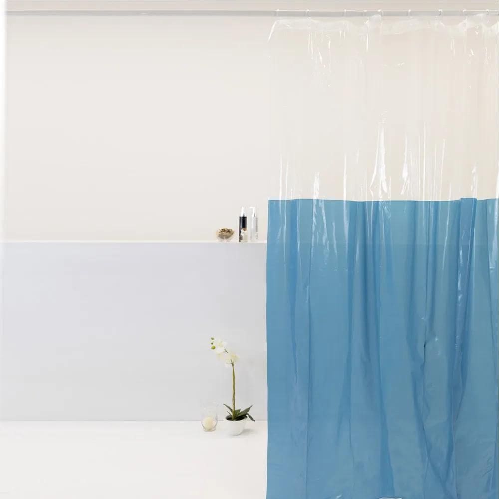 Cortina Box Para Banheiro Pvc 198X180Cm Antimofo Azul Escuro