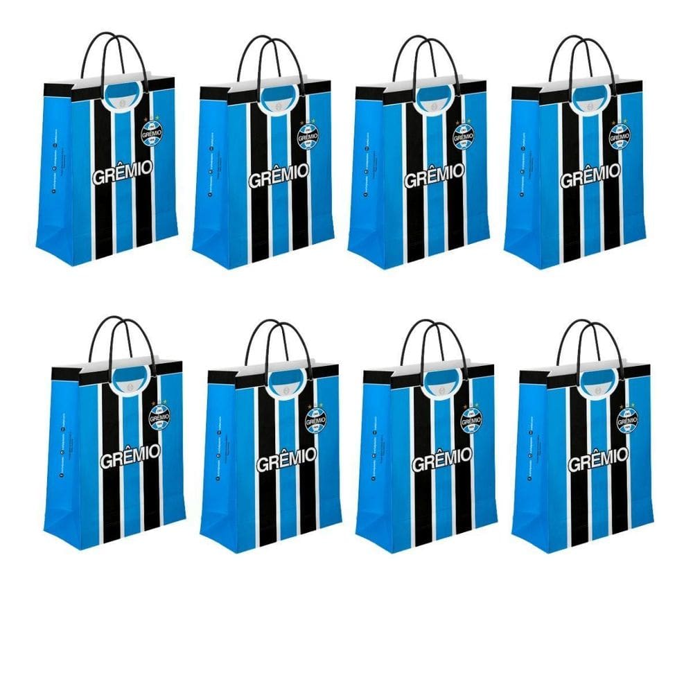 Kit 10 Sacolas M Papel Off-Set Alça Gorgurão Time Grêmio
