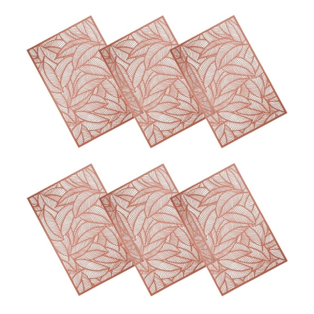 Cj 6 Lugares Americanos de Plástico Retangular Leaf Rosé 45x30cm Lyor