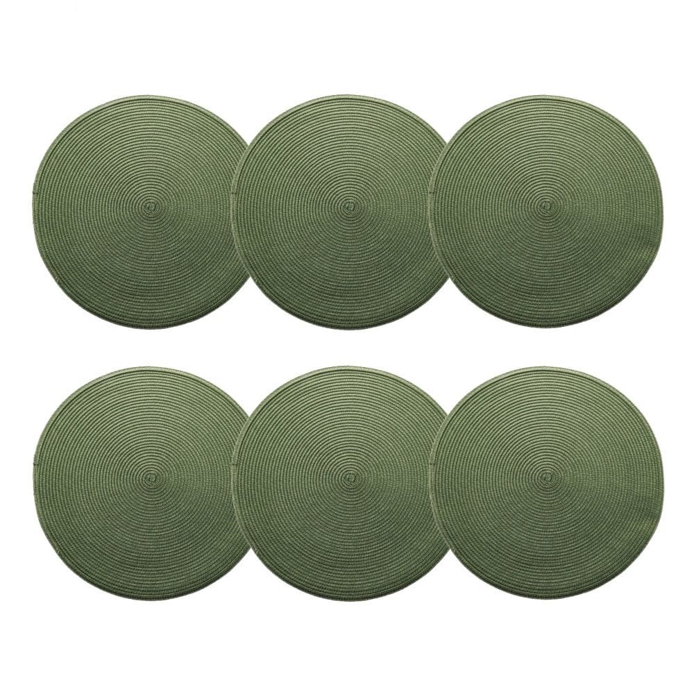 Cj 6 Lugares Americanos de Plástico Redondo Fresno Espiral Verde 38cm Lyor