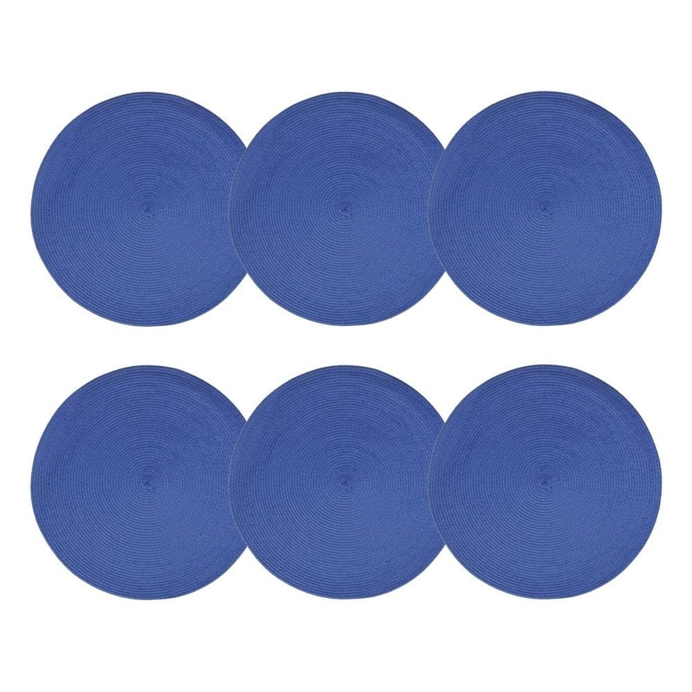 Cj 6 Lugares Americanos de Plástico Redondo Fresno Espiral Azul 38cm Lyor