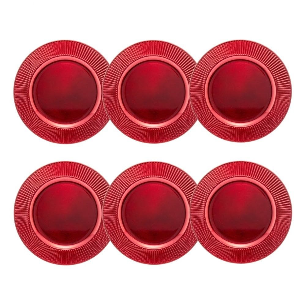 Cj 6 Sousplats de Plástico Prime Vermelho 33cm Lyor
