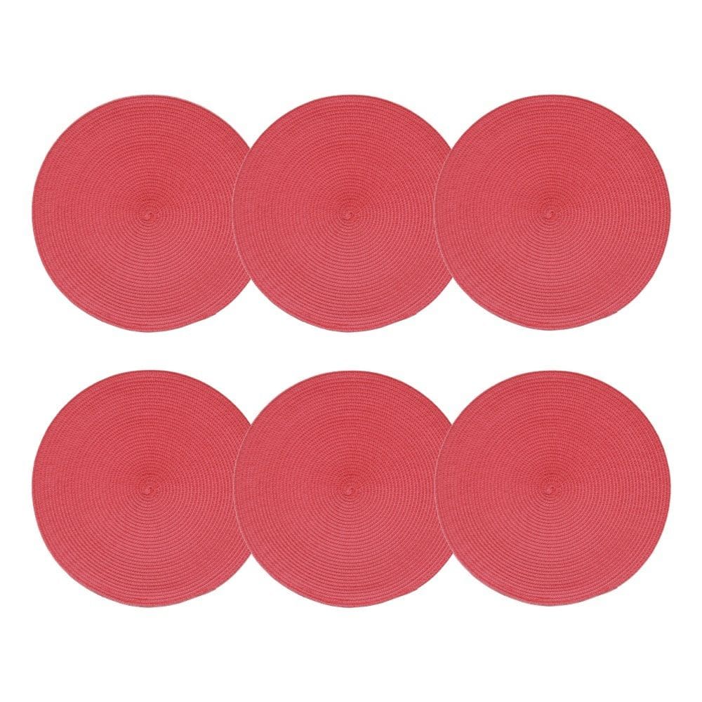 Cj 6 Lugares Americanos de Plástico Redondo Fresno Espiral Vermelho 38cm Lyor