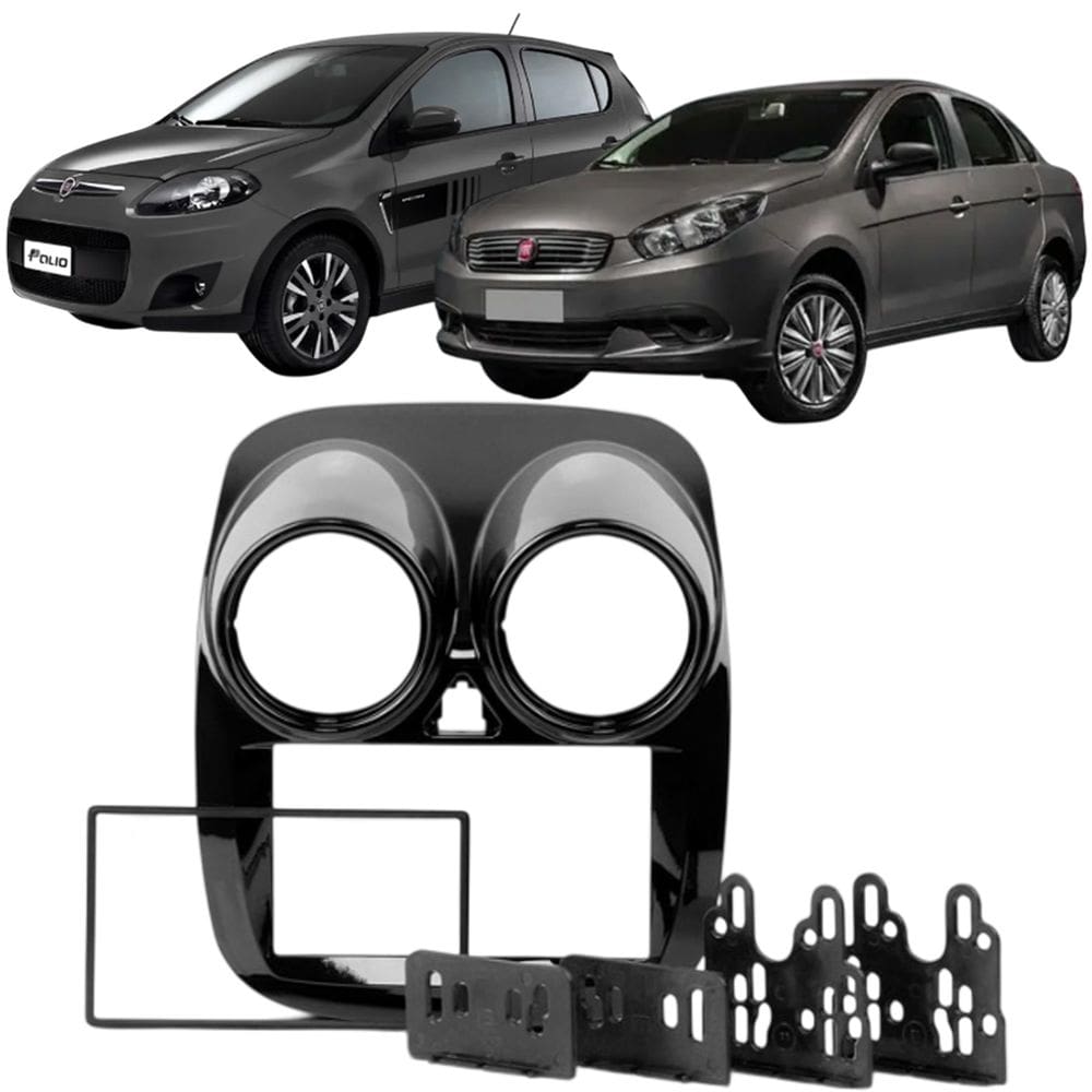 Moldura 2 Din Palio Novo 2012 à 2016 Grand Siena 2021 Black Piano Painel Multimidia Expex Epx 201