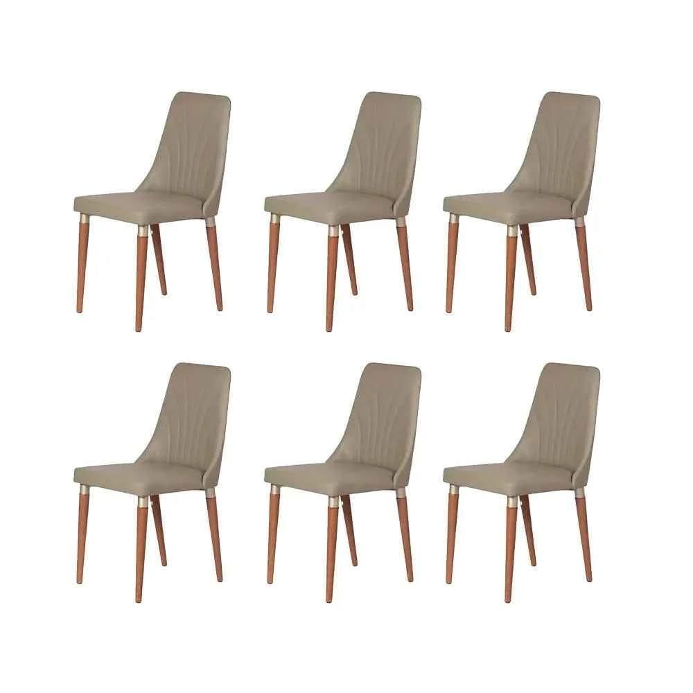 Kit de 6 Cadeiras de Madeira Maciça Estofada Lara