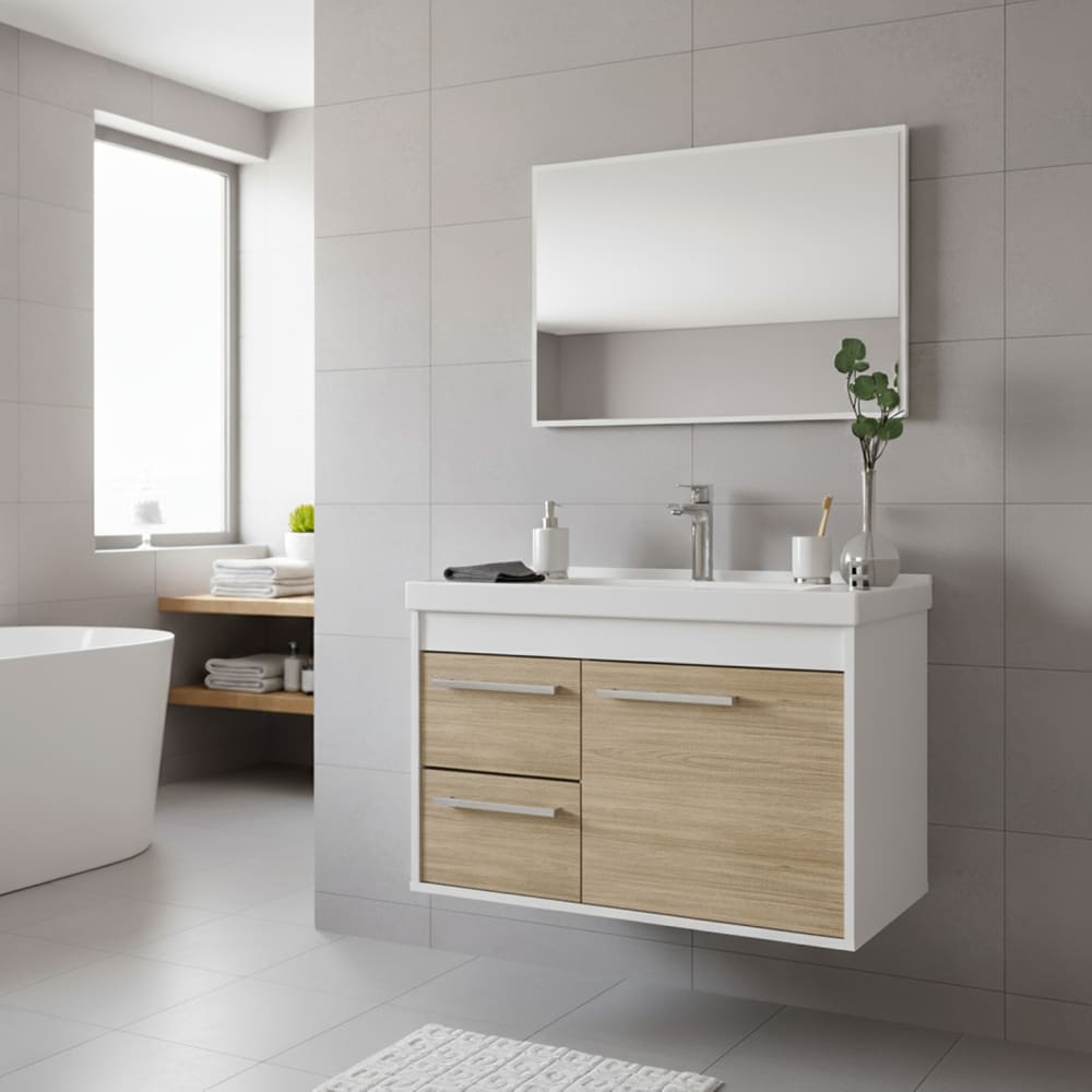 Kit Armário para Banheiro 60cm MDF com Cuba + Espelheira - Potenza Berlin