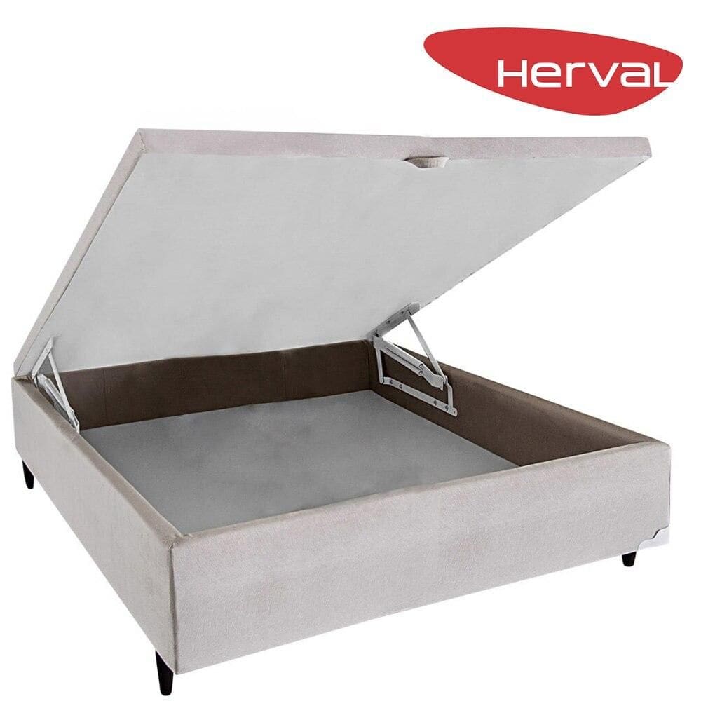 Base Cama Box Baú Casal Herval Channel, 46x138x188cm, Bege