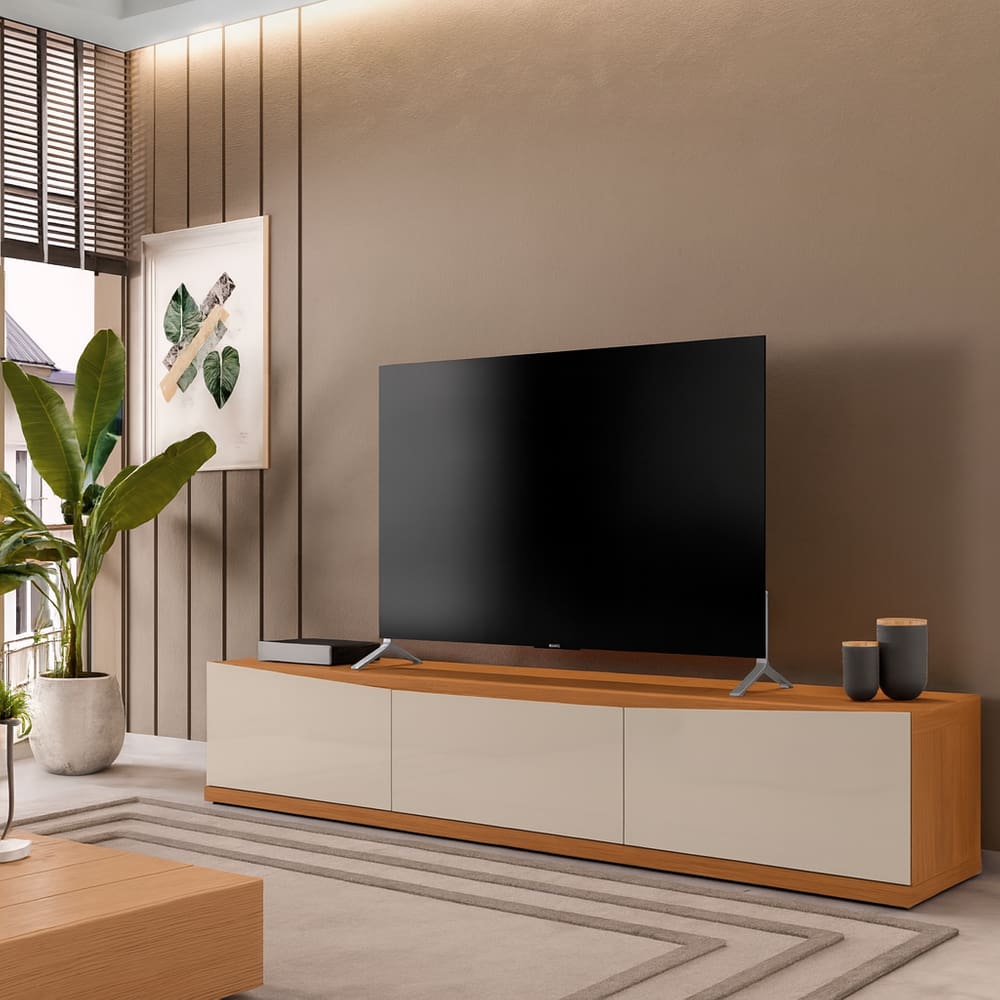 Rack Eros 180cm 2 Portas 1 Gaveta para Tv até 60 Polegadas Cedro / OffWhite - Rede Móveis