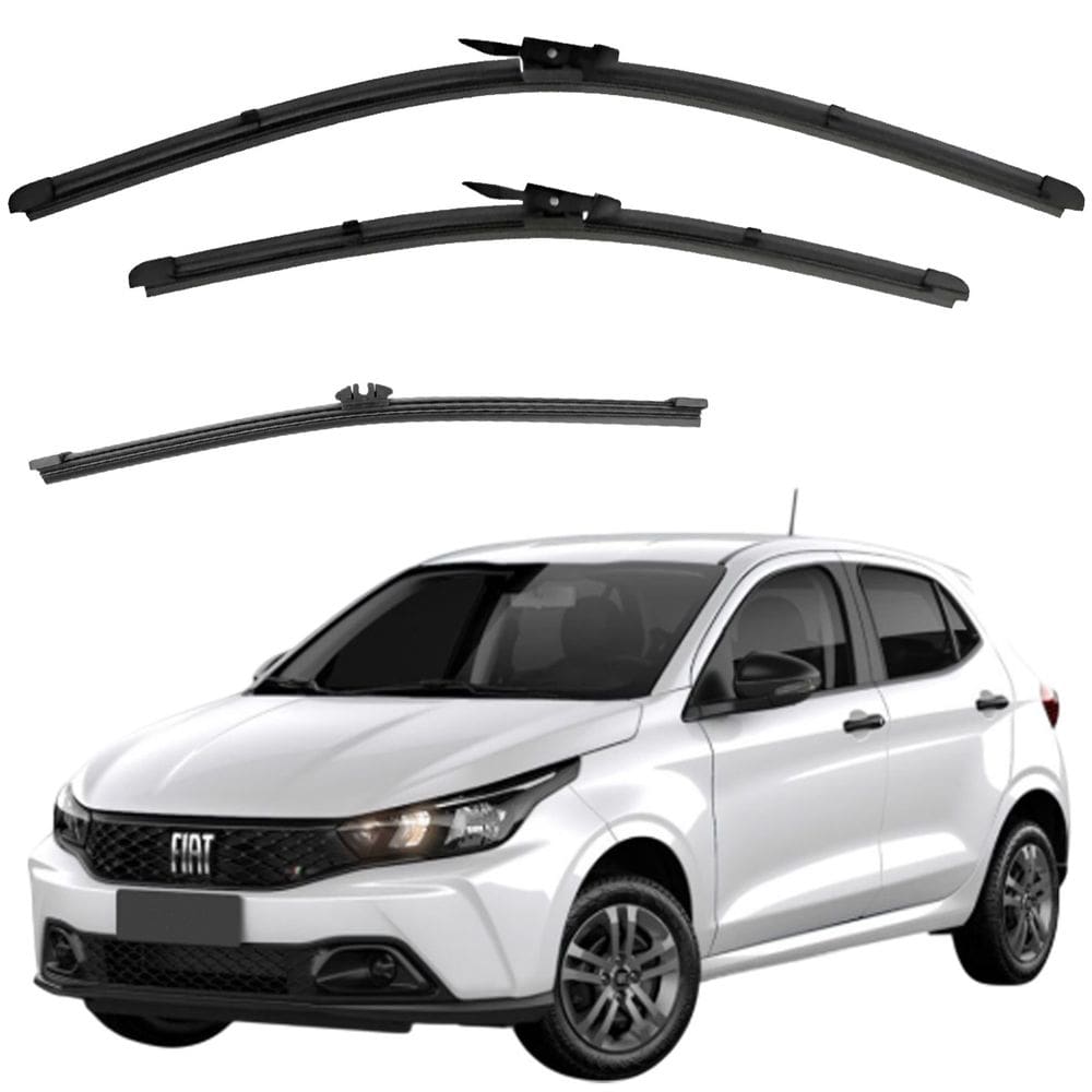 Kit Palhetas Argo 2017 a 2025 Limpador de Parabrisa e Vidro Traseiro de Silicone Chuva