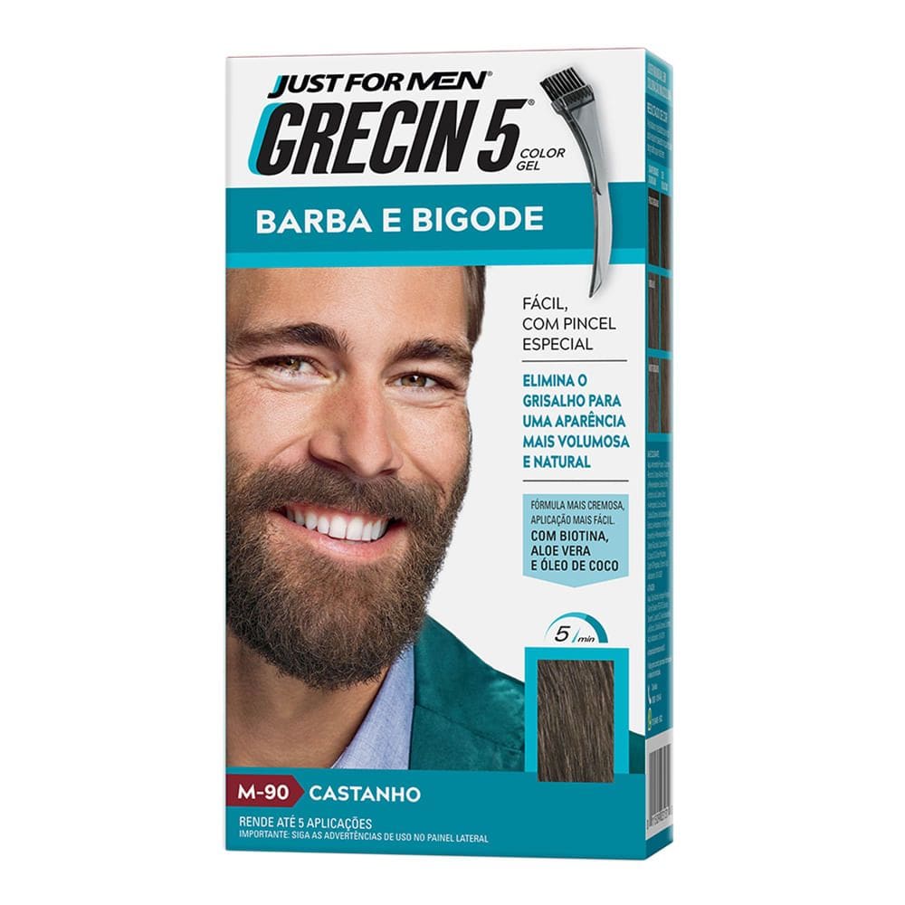 Grecin 5 Barba e Bigode Gel Tonalizante Castanho
