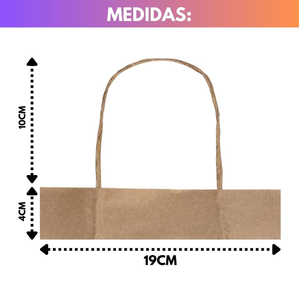 Kit 100 Unidades Alça Papel Branco / Kraft Torcido Sacola 19