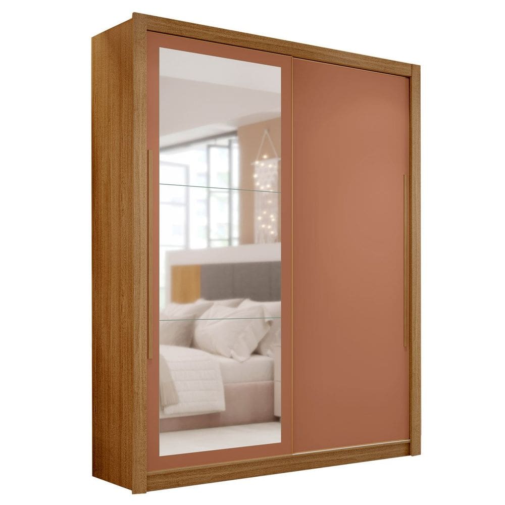 Guarda-Roupa 2 Portas de Correr Creta com Espelho