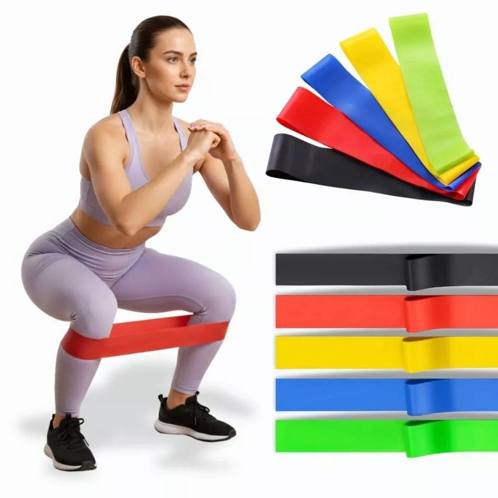 Kit 5 Elástico de Academia Faixas Mini Bands Resistência para Treino Yoga Pilates Fisioterapia