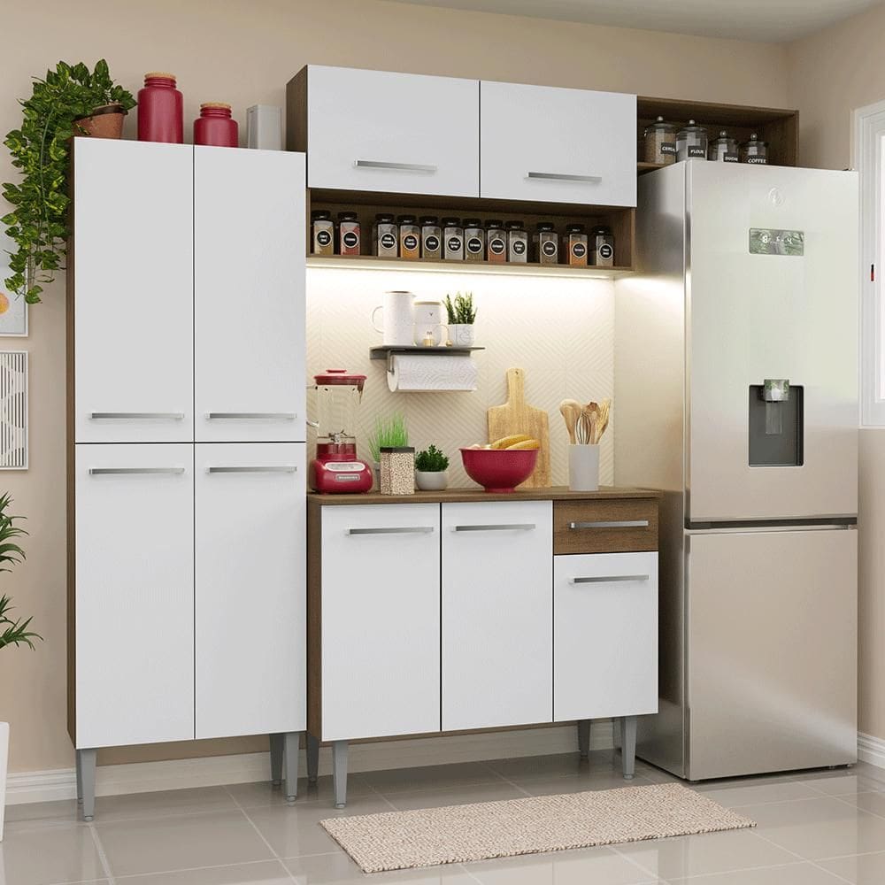Armário de Cozinha Completa 229cm Rustic/Branco Emilly Madesa 18