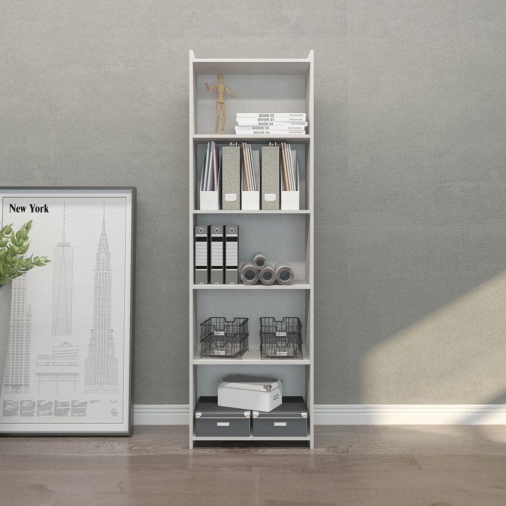 Estante Livreiro para Escritório 04 Prateleiras 57x183x30 Branco 0700 - Menu