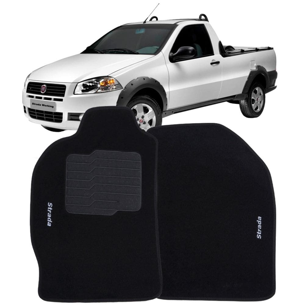 Tapete Carpete Strada Cabine Simples 1999 à 2012 Preto Logo Bordado Jogo Personalizado Automotivo