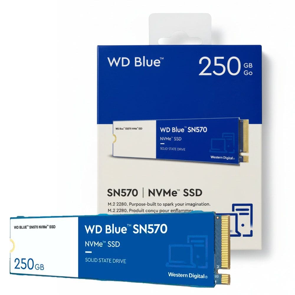 SSD M.2 NVMe SN570 WD Blue 250GB, Leitura 3300MB/s, Gravação 1200MB/s - WDS250G3B0C