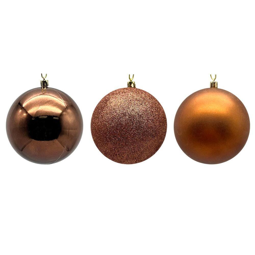 Bola de Natal 10cm com 3 Unidades Marrom Cazza