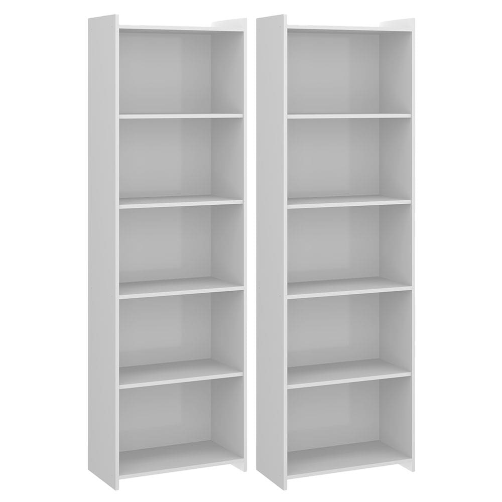 Kit 2 Estantes Multiuso para Sala com 4 Prateleiras 57 x 183 Cm MDP Branco 0700 MENU