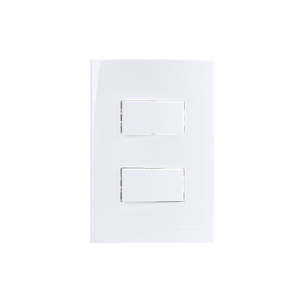 Interruptor Paralel. Duplo MarGirius Sleek 10A com Placa 4x2 Branco