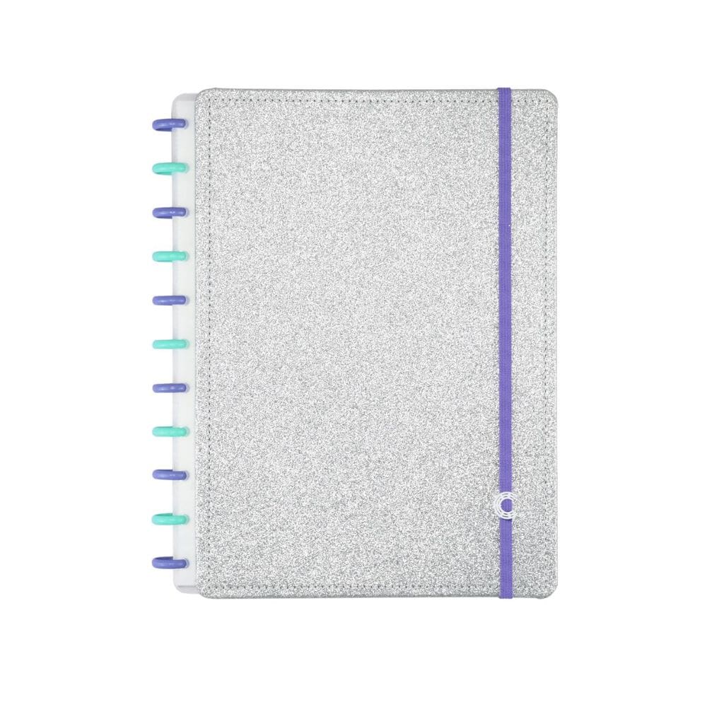 Caderno Inteligente Let´s Glitter Silver Prata Ci Tamanho Grande de Disco 80 Folhas