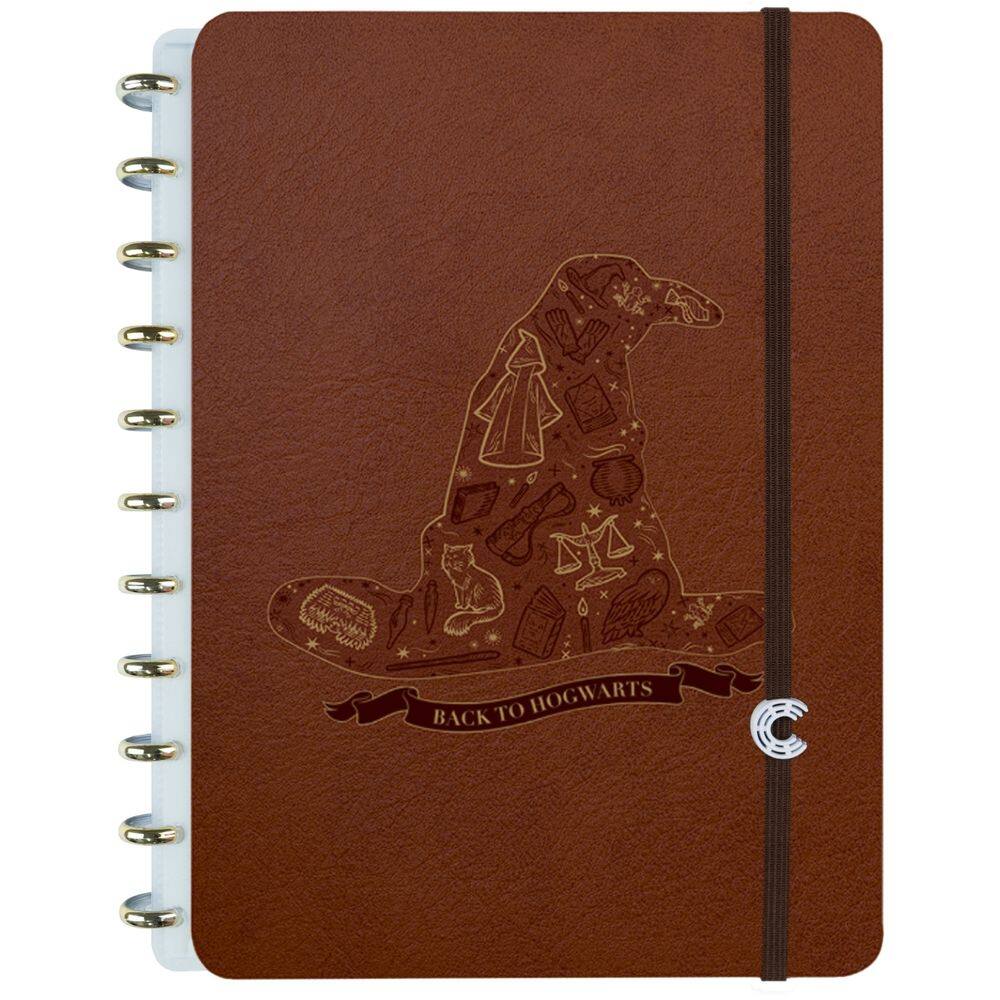 Caderno Inteligente Harry Potter Chapéu Seletor Tamanho Grande Capa Dura 11 Discos Removíveis Folha Personalizada