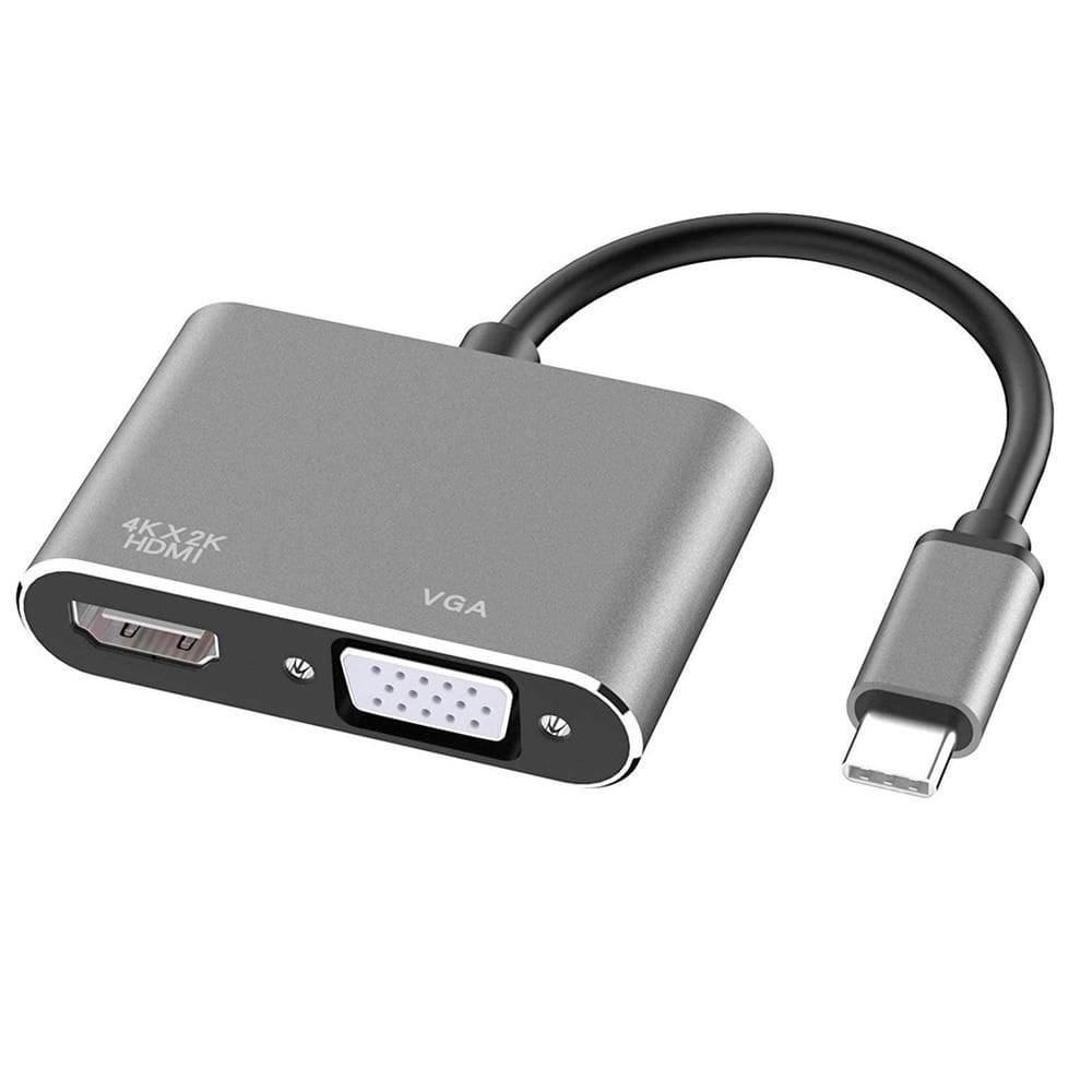 Adaptador 2x1 Type-C Para HDMI / VGA Compativel Notebook e Celular KP-AD119