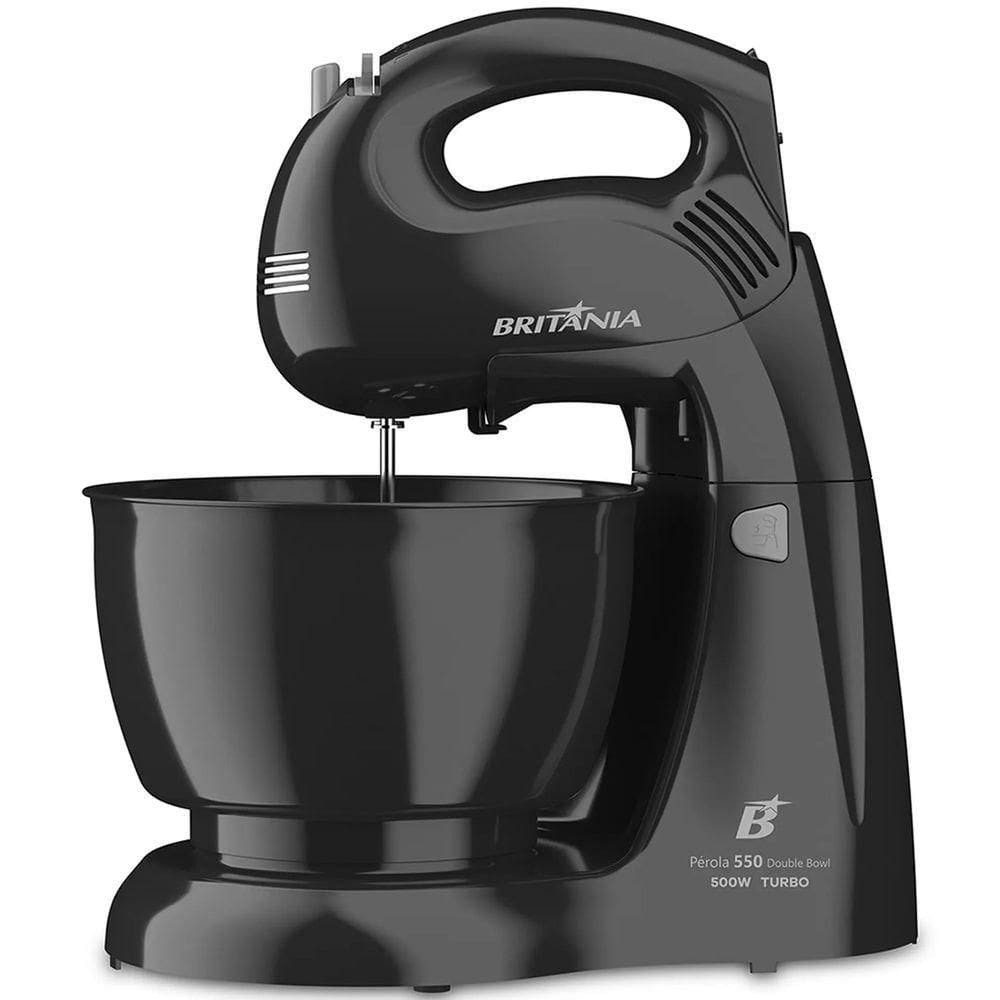 Batedeira Britânia Pérola 550P Turbo Double Bow 500W 4 Velocidades Preto 110V