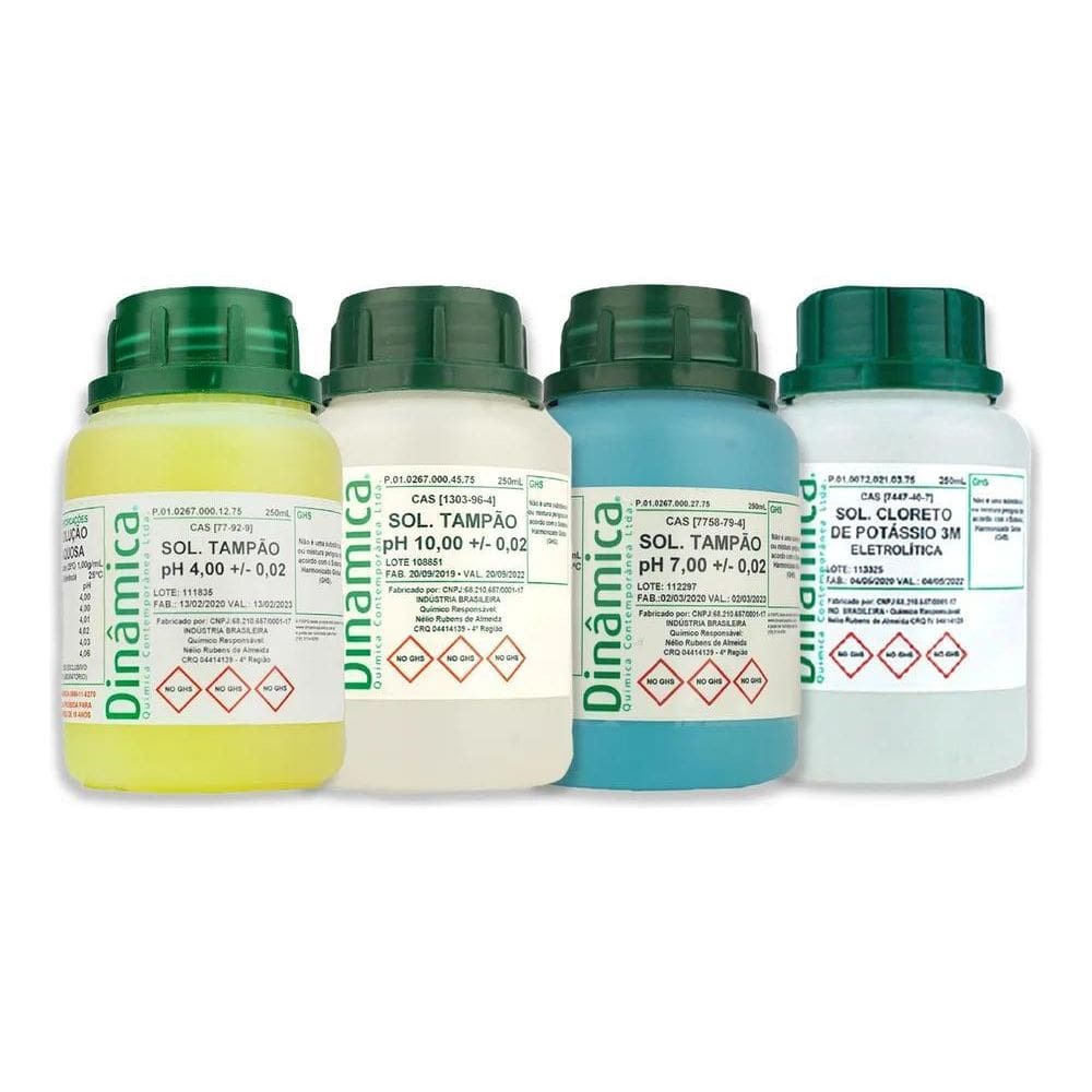 2X Soluções Phmetro Tampão Calibrador De Ph 4, 7, 10 E Kcl 3
