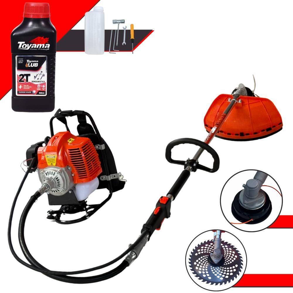 Roçadeira Costal Terra GRC430 À Gasolina 2 Tempos 43cc 1,7HP de Potência Multifuncional Com Cabeçote de Nylon + Lâmina 40 Dentes Vídea + Óleo Toyama