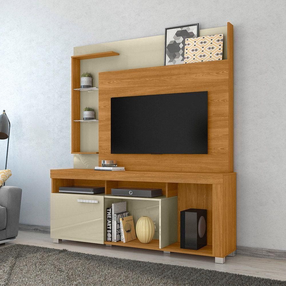 Estante De Tv 50 Pol 160cm Sala De Estar Velora M20 - D`rossi Cumaru E Opala
