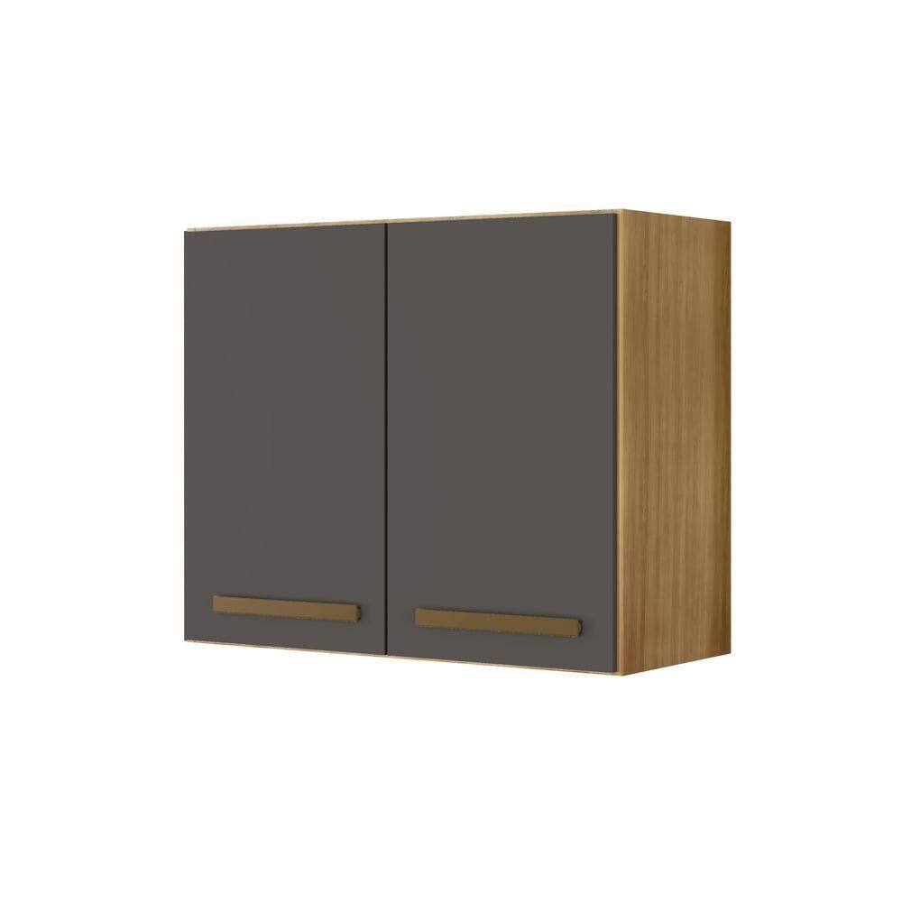 Armário Aéreo Cristal 2 Portas Arte Móveis Cinamomo/grafite