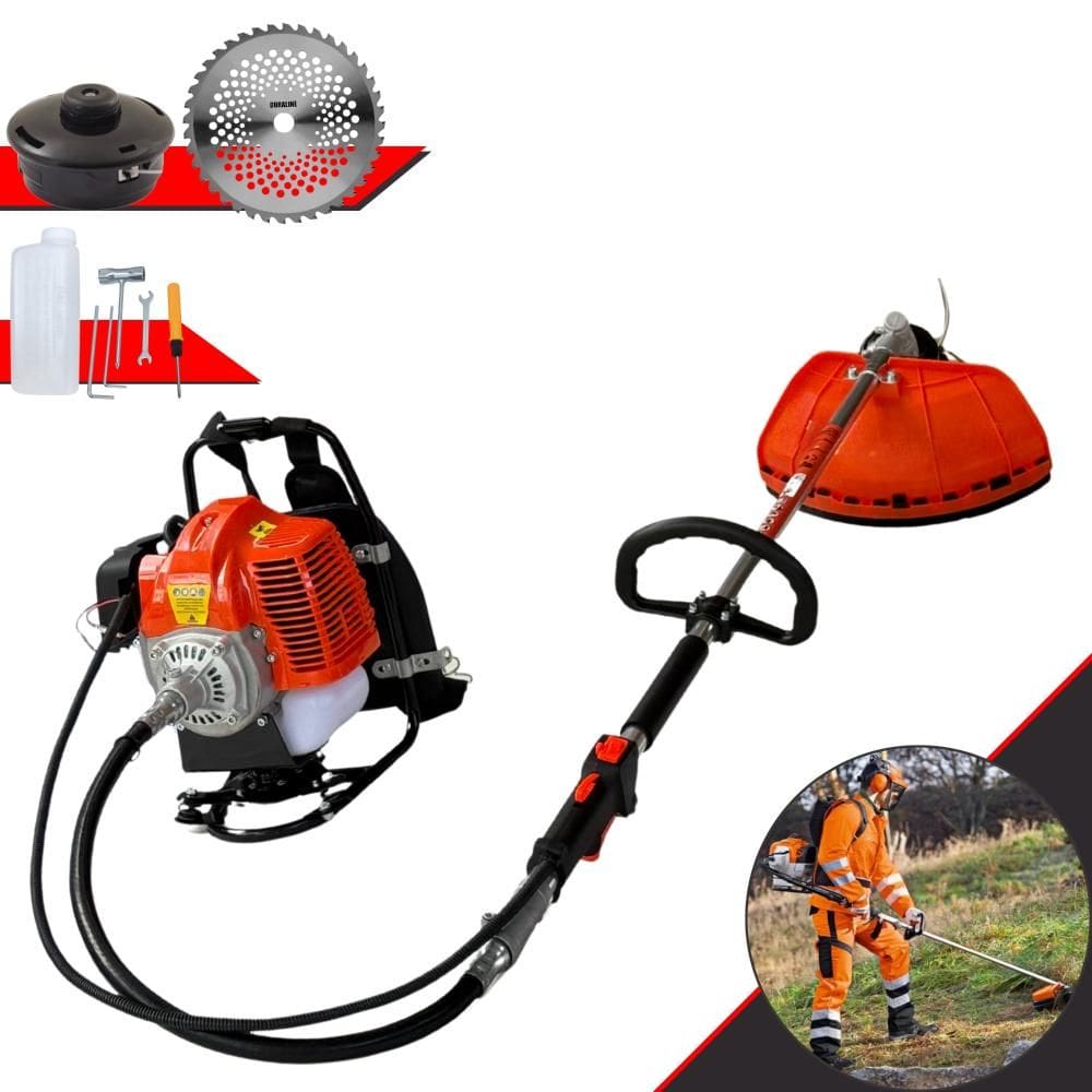 Roçadeira Costal Multifunções Terra GRC-430 2 Tempos 43cc 1,7HP de Potência Cortador de Grama Com Cabeçote de Nylon + Lâmina 40 Dentes de Vídea