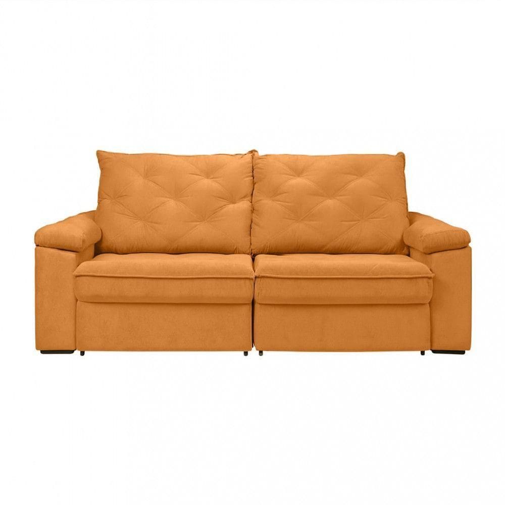 Sofá Para Sala Reclinável Estofado Miami 210cm Boucle Terracota