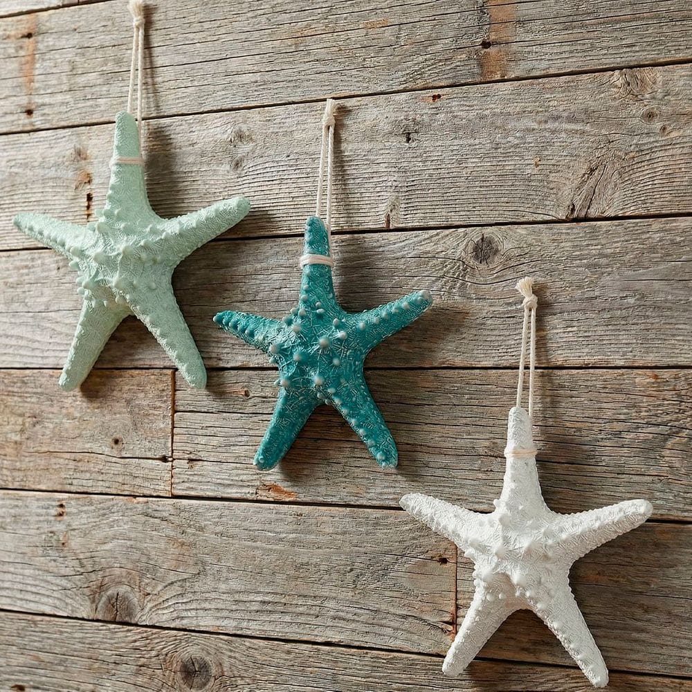 Estrela Do Mar Em Resina Enfeite Casa Praia 16cm Kit 3pçs