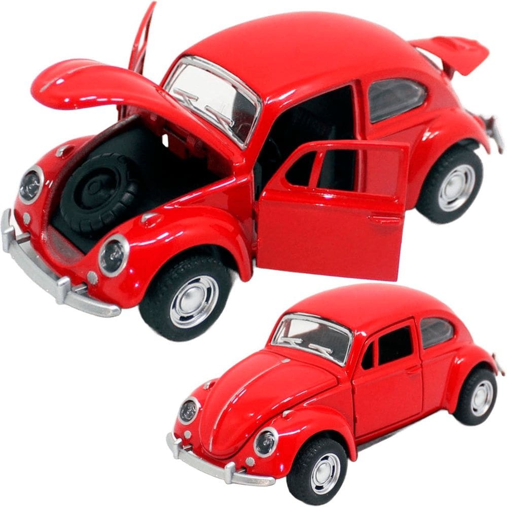 Carrinho Miniatura Fusca Metal Vermelho Colecionável Fricção
