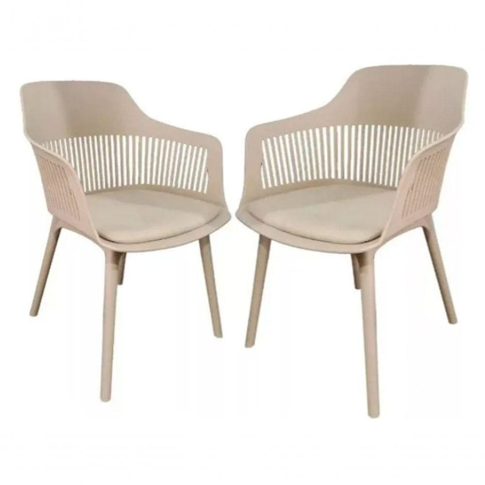 Kit 2 Cadeiras De Jantar Estofada Marcela Montreal Nude