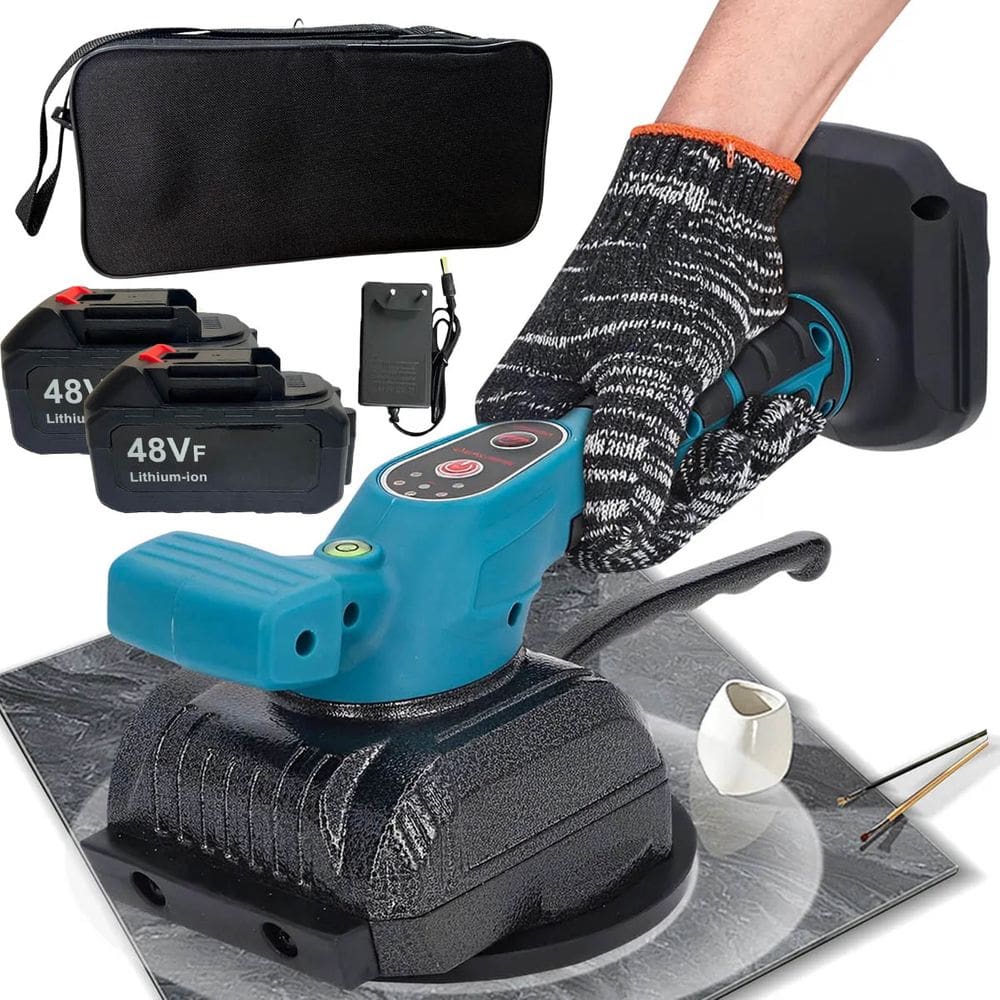 Maquina De Assentar Piso Porcelanato Ceramica Azulejo Vidro Chao Profissional Bateria Recarregavel Ventosa Eletrica