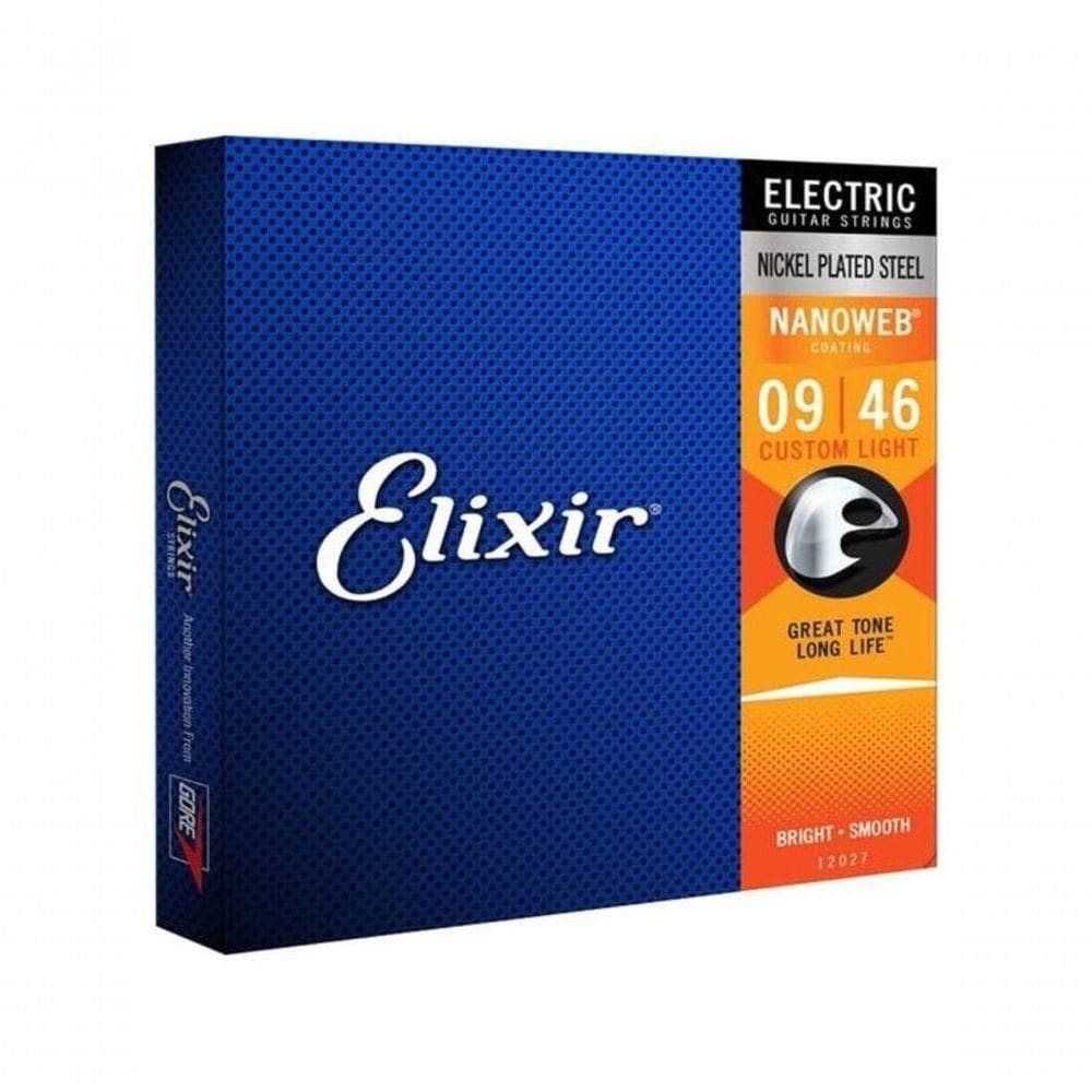 Encordoamento Guitarra .009 Nanoweb Custom Light Elixir