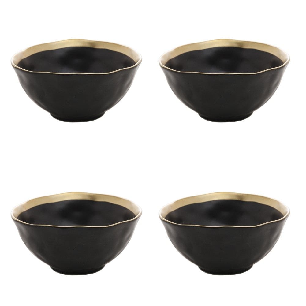 Kit 04 Bowls de Porcelana Dubai Preto e Dourado Wolff