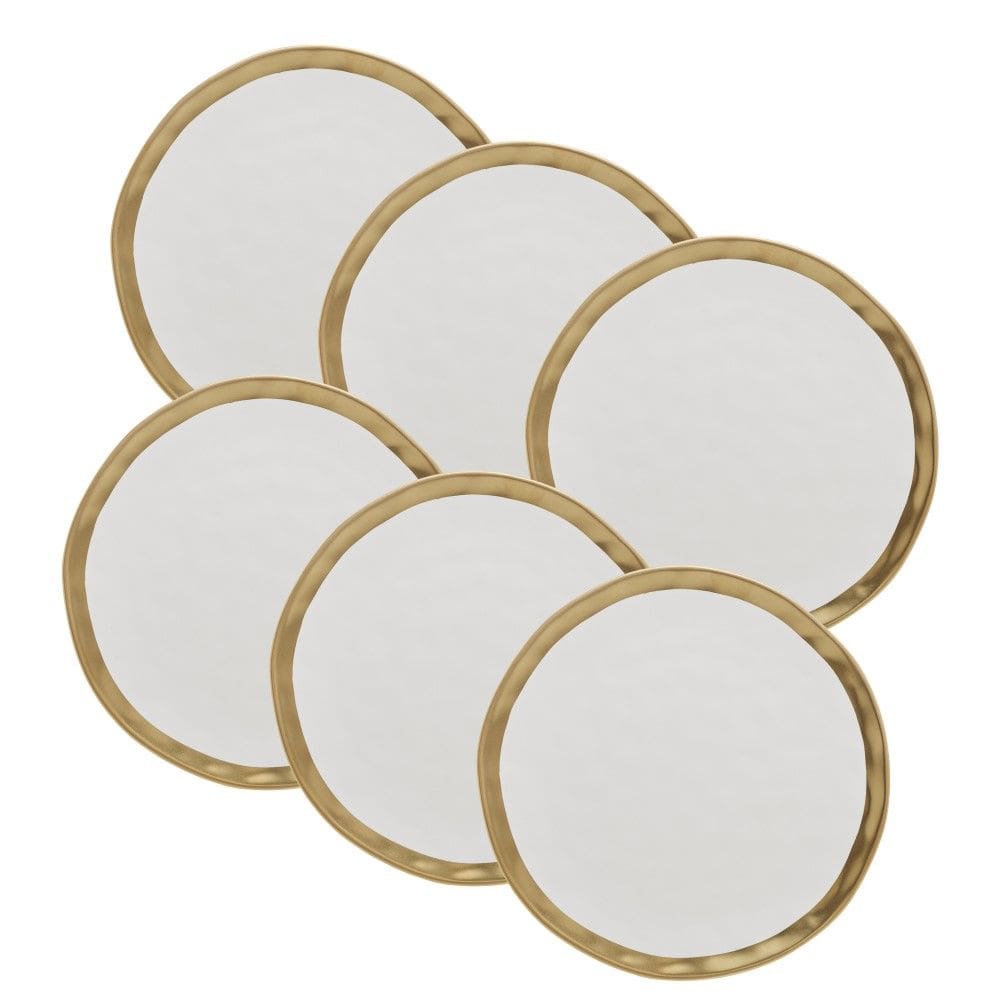 Conjunto de Pratos Rasos 06 Peças Dubai Branco e Dourado 25,5cm Wolff