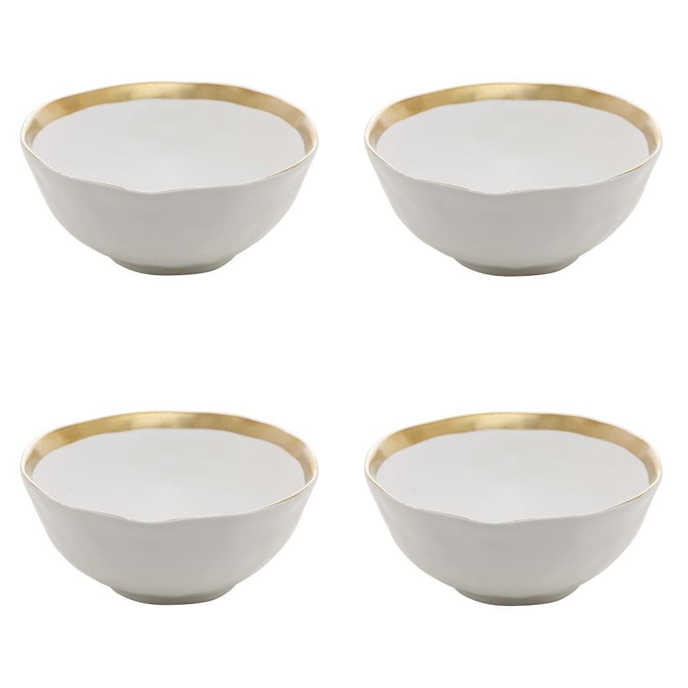 Kit 04 Bowls de Porcelana Dubai Branco e Dourado Wolff