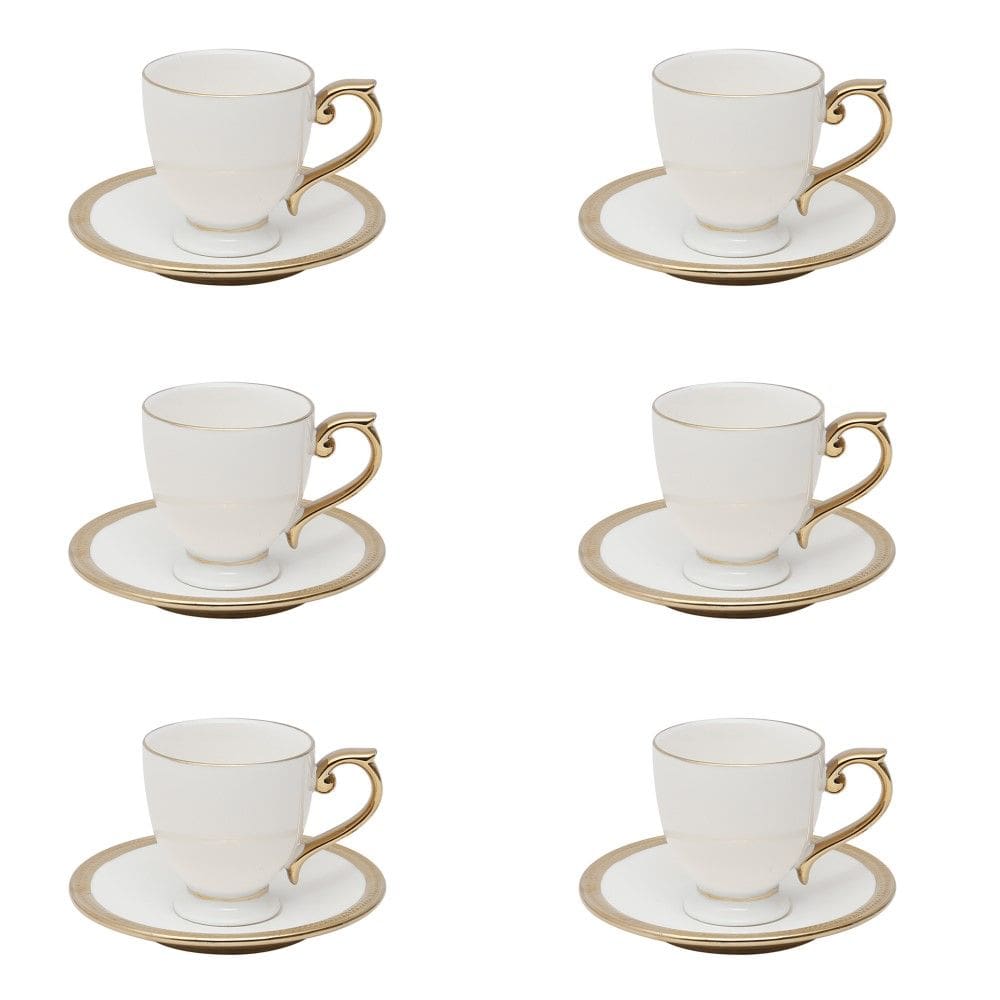 Conjunto 06 Xícaras de Cafezinho de Porcelana Paddy Branco 90ml Wolff
