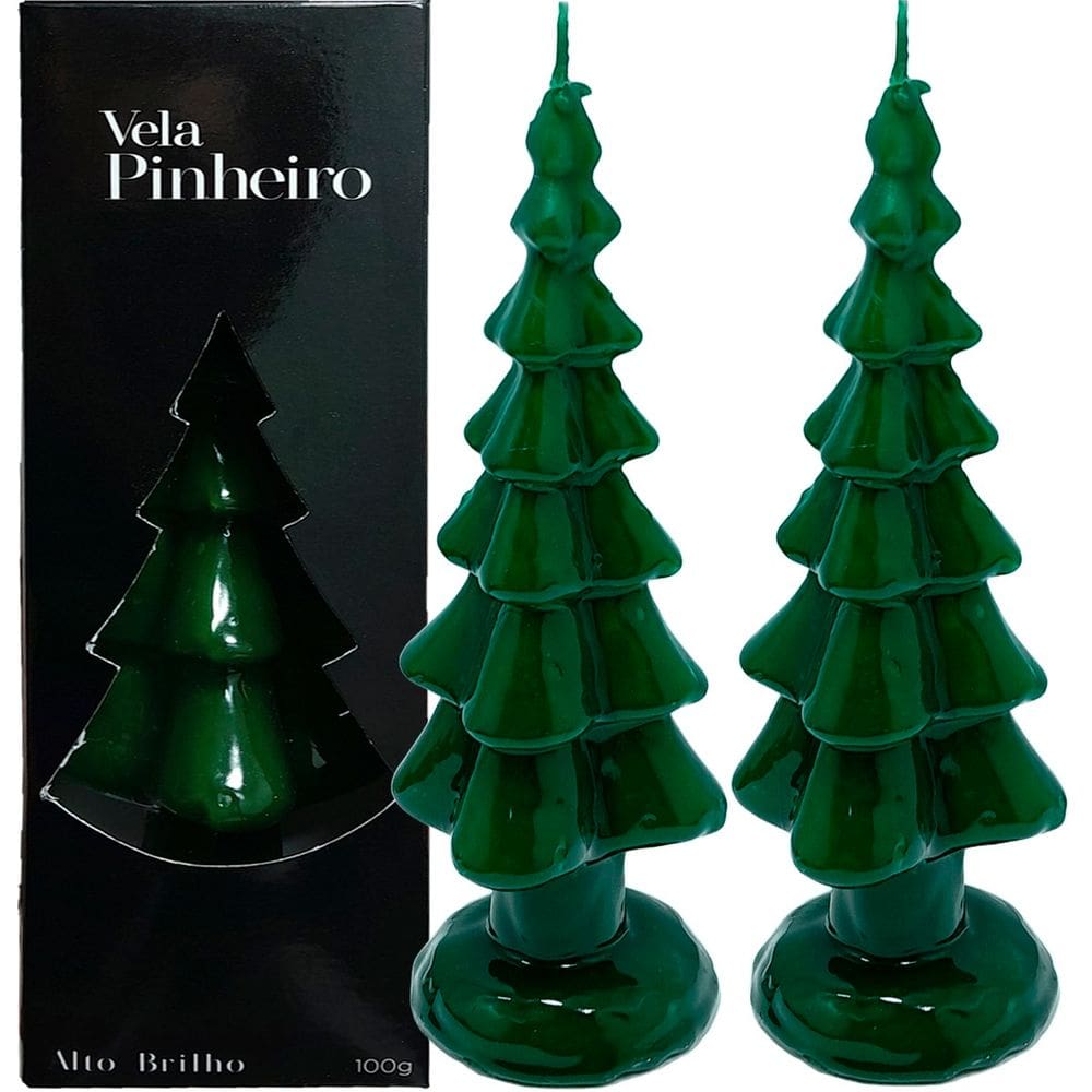 Velas Decorativas Natalino Pinheiro Verde De 20cm Kit 4pçs