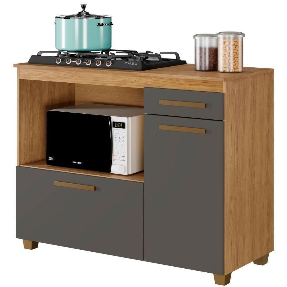 Balcão Para Cooktop 4 Bocas Cronus Cinamomo Grafite Arte Móveis