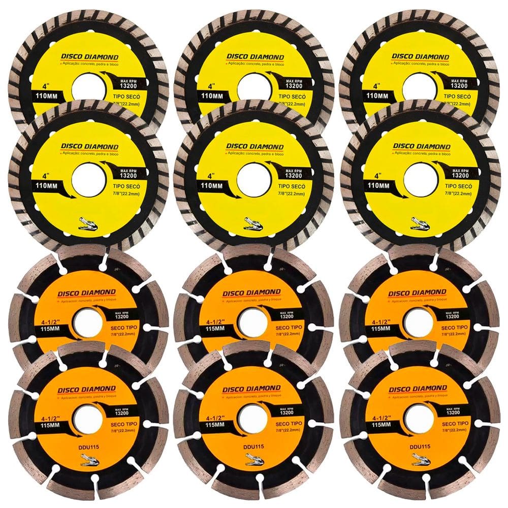 Kit 12 Disco Serra Circular 115mm/100mm Concreto Mármore