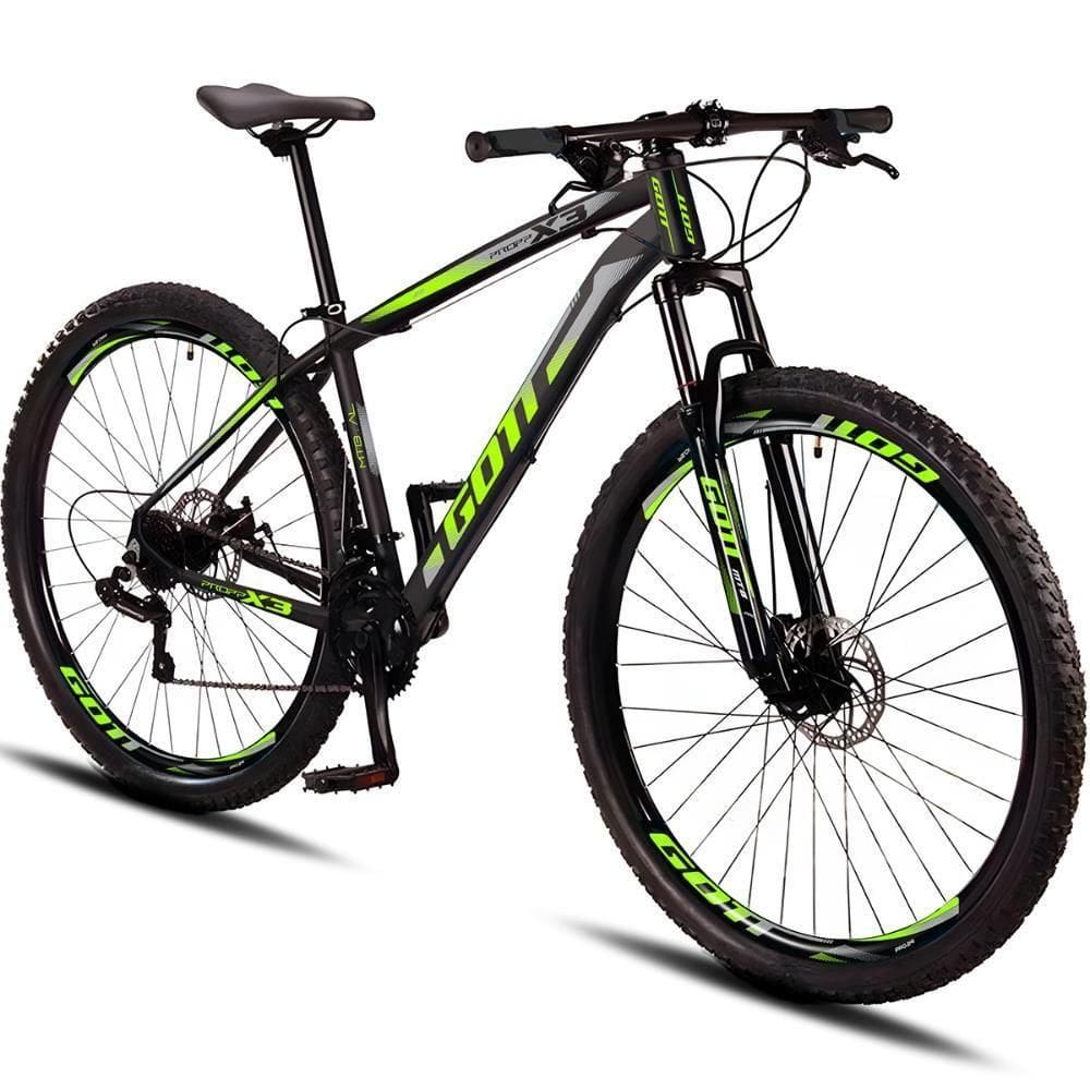 Bicicleta Aro 29 Alumínio Gott 21v Freio A Disco Propp X3 - Preto-verde Neon - 17