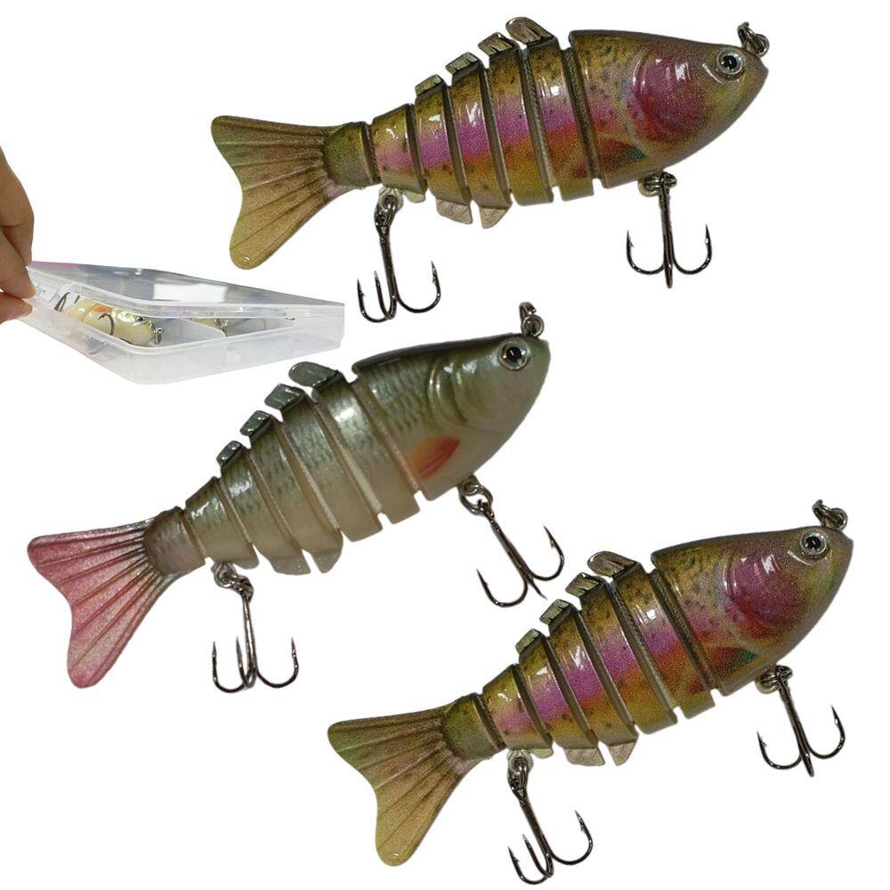 Isca Artificial 3 Peixes Articulado Pesca Realista Pescaria Fishing Pega Lambari Robalo Tainha Traira Tucunare Mar Lago