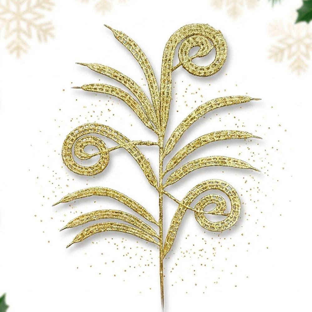 Ramos Galhos Arranjo Dourado Enfeite Natalino 40cm Kit 6pçs