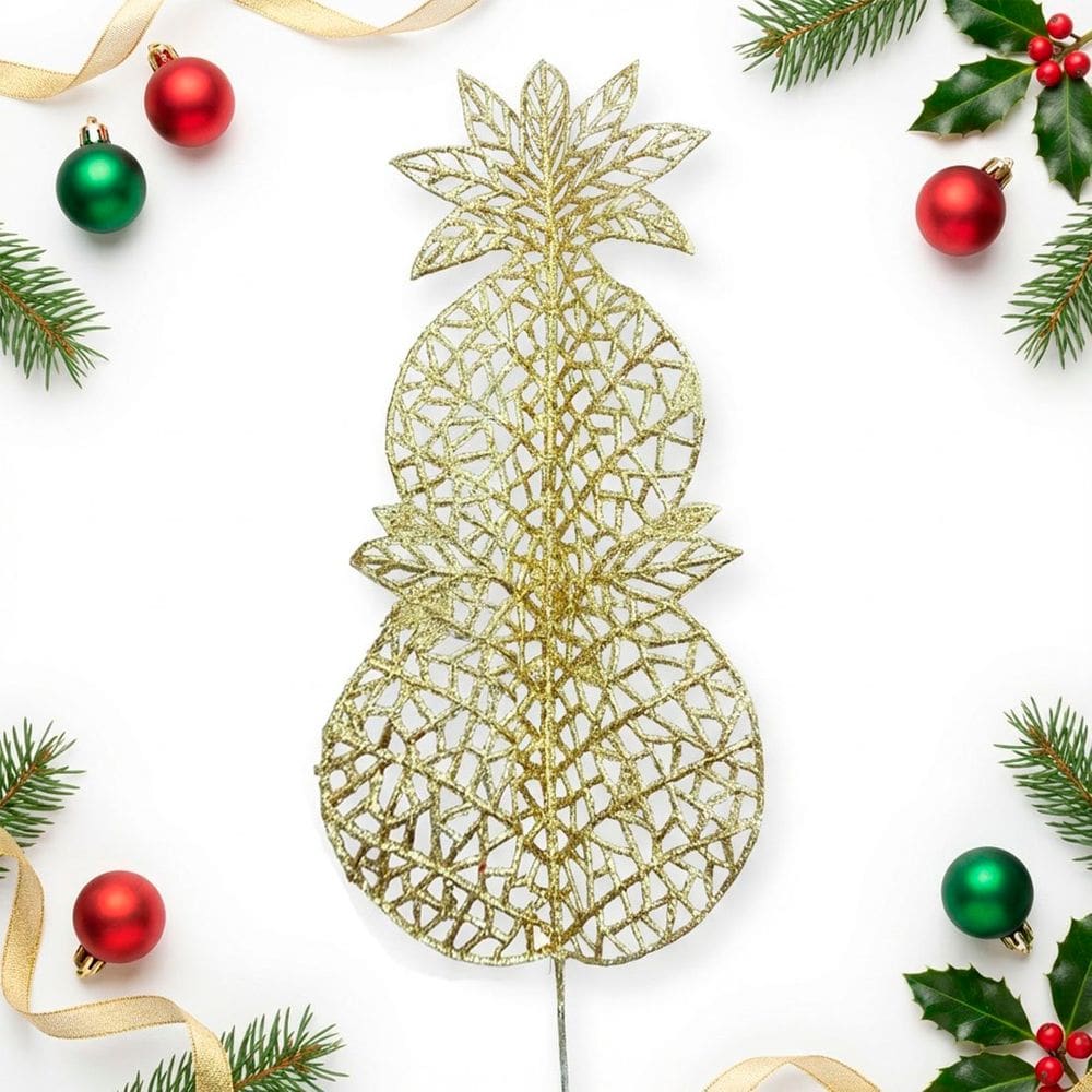 Ramos Galhos Arranjo Dourado Enfeite Natalino 50cm Kit 14pçs